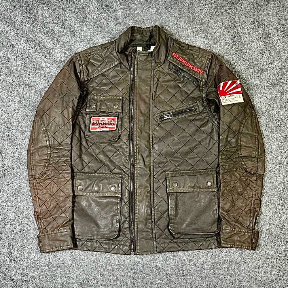 Men’s S-M SuperDry Racing 90s rare waxed vintage Japanese Biker jacket.